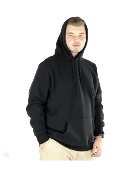 Erkek Uzun Kol Kapşonlu Basic Sweatshirt Hoodie - Siyah