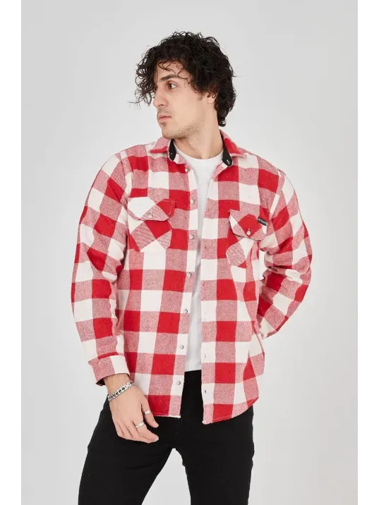 Erkek Oduncu Gömlek – Uzun Kollu, Şardonlu Kumaş, Kareli Desen, Regular Fit, Manşetli, Çift Cepli, Rahat Günlük Bahar & Kış Stil - Kırmızı Erkek Oduncu Gömlek – Uzun Kollu, Şardonlu Kumaş, Kareli Desen, Regular Fit, Manşetli, Çift Cepli, Rahat Günlük Bahar & Kış Stil - Kırmızı