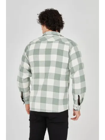 Erkek Uzun Kollu Oduncu Gömlek - Mint yeşili Erkek Uzun Kollu Oduncu Gömlek - Mint yeşili