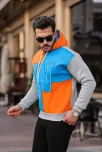 Erkek W Nakış İşlemeli Kapüşonlu Sweatshirt - Mavi