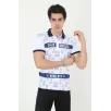 Erkek Yakalı Slim Fit Baskılı T-Shirt - Beyaz Erkek Yakalı Slim Fit Baskılı T-Shirt - Beyaz