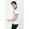 Erkek Yakalı Slim Fit Baskılı T-Shirt - Beyaz Erkek Yakalı Slim Fit Baskılı T-Shirt - Beyaz