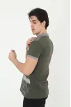 Erkek Yakalı Slim Fit Baskılı T-shirt - Haki