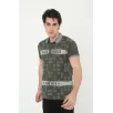 Erkek Yakalı Slim Fit Baskılı T-Shirt - Haki Erkek Yakalı Slim Fit Baskılı T-Shirt - Haki
