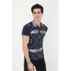 Erkek Yakalı Slim Fit Baskılı T-Shirt - Lacivert Erkek Yakalı Slim Fit Baskılı T-Shirt - Lacivert