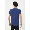 Erkek Yakalı Slim Fit Baskılı T-Shirt - Mavi Erkek Yakalı Slim Fit Baskılı T-Shirt - Mavi