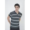 Erkek Yakalı Slim Fit Dokuma Çizgili T-Shirt - Haki Erkek Yakalı Slim Fit Dokuma Çizgili T-Shirt - Haki