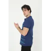 Erkek Yakalı Slim Fit Pike Çizgili T-Shirt - Mavi Erkek Yakalı Slim Fit Pike Çizgili T-Shirt - Mavi