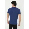 Erkek Yakalı Slim Fit Pike Çizgili T-Shirt - Mavi Erkek Yakalı Slim Fit Pike Çizgili T-Shirt - Mavi