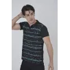 Erkek Yakalı Slim Fit Pike Çizgili T-Shirt - Siyah Erkek Yakalı Slim Fit Pike Çizgili T-Shirt - Siyah