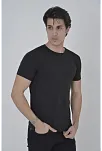 Erkek Yanlardan Fermuarlı T-shirt Kısa Kol Bisiklet Yaka Slimfit Tişört   - Siyah