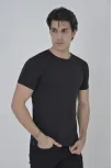 Erkek Yandan Fermuarli Slim Fit T-shirt - Siyah