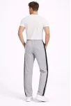Erkek Yandan Şeritli Boru Paça Eşofman Altı 3 İplik Pamuklu Eşofman - Gri