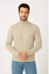 Erkek Yarım Boğaz Triko Kazak Yumuşak Dokulu Pamuklu İnce Dokuma, Uzun Kollu Rahat Regular Kalıp - Bej Erkek Yarım Boğaz Triko Kazak Yumuşak Dokulu Pamuklu İnce Dokuma, Uzun Kollu Rahat Regular Kalıp - Bej