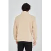 Erkek Yarım Fermuarlı Baskılı Sweat - Bej