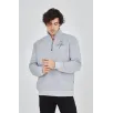 Erkek Yarım Fermuarlı Baskılı Sweat - Gri