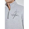 Erkek Yarım Fermuarlı Baskılı Sweat - Gri