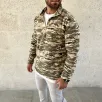 Erkek Yarım Fermuarlı Desenli Polar Sweat – Haki Kamuflaj Yakalı, Uzun Kollu, Oversize Rahat Kalıp - Haki Erkek Yarım Fermuarlı Desenli Polar Sweat – Haki Kamuflaj Yakalı, Uzun Kollu, Oversize Rahat Kalıp - Haki