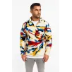 Erkek Yarım Fermuarlı Desenli Polar Sweat – Renkli Abstract Desen Yakalı, Uzun Kollu, Oversize Rahat Kalıp, - Beyaz Erkek Yarım Fermuarlı Desenli Polar Sweat – Renkli Abstract Desen Yakalı, Uzun Kollu, Oversize Rahat Kalıp, - Beyaz