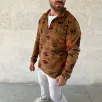 Erkek Yarım Fermuarlı Desenli Polar Sweat Tribal Etnik Desen Yakalı, Uzun Kollu, Oversize Rahat Kalıp, - Kahverengi Erkek Yarım Fermuarlı Desenli Polar Sweat Tribal Etnik Desen Yakalı, Uzun Kollu, Oversize Rahat Kalıp, - Kahverengi