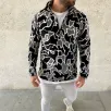 Erkek Yarım Fermuarlı Desenli Polar Sweat Yakalı, Uzun Kollu, Oversize Rahat Kalıp - Siyah Erkek Yarım Fermuarlı Desenli Polar Sweat Yakalı, Uzun Kollu, Oversize Rahat Kalıp - Siyah