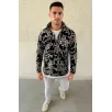 Erkek Yarım Fermuarlı Desenli Polar Sweat Yakalı, Uzun Kollu, Oversize Rahat Kalıp - Siyah Erkek Yarım Fermuarlı Desenli Polar Sweat Yakalı, Uzun Kollu, Oversize Rahat Kalıp - Siyah
