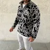 Erkek Yarım Fermuarlı Desenli Polar Sweat Yakalı, Uzun Kollu, Oversize Rahat Kalıp - Siyah Erkek Yarım Fermuarlı Desenli Polar Sweat Yakalı, Uzun Kollu, Oversize Rahat Kalıp - Siyah
