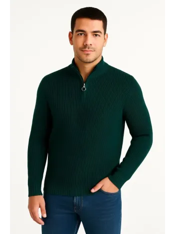 Erkek Yarım Fermuarlı Triko Kazak – Selanik Örgü, Dik Yaka, Pamuklu Dokuma, Regular Fit Uzun Kollu Kışlık Model - Haki Erkek Yarım Fermuarlı Triko Kazak – Selanik Örgü, Dik Yaka, Pamuklu Dokuma, Regular Fit Uzun Kollu Kışlık Model - Haki