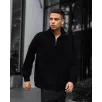 Erkek Yarım Fermuarlı Üç İplik Sweatshirt - Siyah