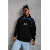 Erkek Yıldırım Baskılı Kapşonlu Sweat - Siyah