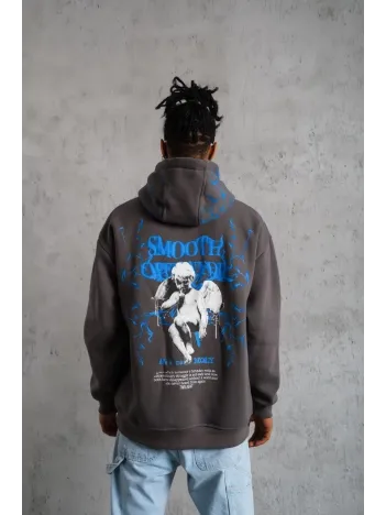 Erkek Yıldırım Baskılı Kapşonlu Sweatshirt - Gri