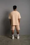 Erkek Alev Baskılı İkili Şortlu Takım - Bej Erkek Alev Baskılı İkili Şortlu Takım - Bej