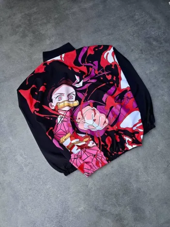 Fermuarlı Dijital Baskılı Rüzgarlık - Siyah Fermuarlı Dijital Baskılı Rüzgarlık - Siyah