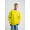 Geniş V yaka Kol Ribana Detaylı SweatShirt - Sarı