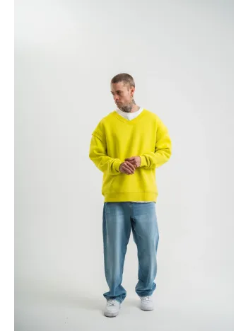 Geniş V yaka Kol Ribana Detaylı SweatShirt - Sarı Geniş V yaka Kol Ribana Detaylı SweatShirt - Sarı