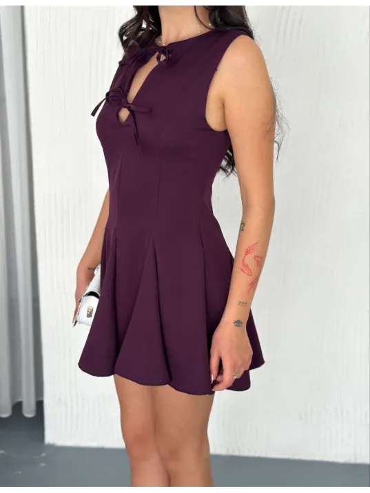 Göğüs Bağlamalı Kolsuz Mini Boy Elbise - Gül Kurusu Göğüs Bağlamalı Kolsuz Mini Boy Elbise - Gül Kurusu