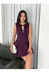 Göğüs Bağlamalı Kolsuz Mini Boy Elbise - Gül Kurusu