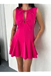 Göğüs Bağlamalı Kolsuz Mini Boy Elbise - Pembe