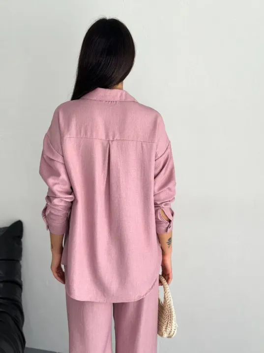 Gömlek Pantolon ikili Takım - Toz Pembe