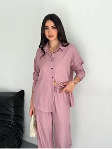 Gömlek Pantolon İkili Takım - Toz Pembe