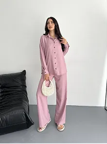 Gömlek Pantolon İkili Takım - Toz Pembe