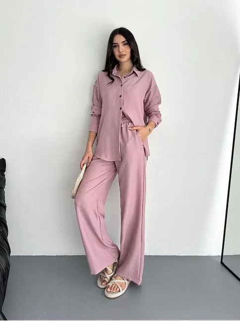 Gömlek Pantolon İkili Takım - Toz Pembe