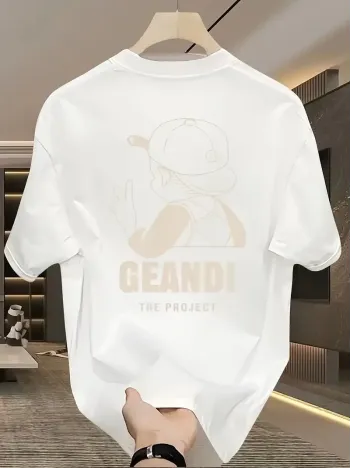 Geniş Kesim Pamuklu Tişört - "GANDHI The Project" Baskılı, Beyaz, Rahat Kesim, Kısa Kollu, Günlük Kıyafet, Her Gün Giyilebilecek Tişört- Beyaz Geniş Kesim Pamuklu Tişört - "GANDHI The Project" Baskılı, Beyaz, Rahat Kesim, Kısa Kollu, Günlük Kıyafet, Her Gün Giyilebilecek Tişört- Beyaz