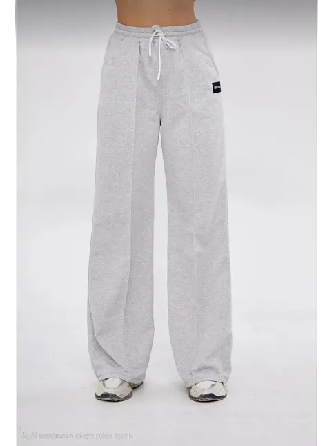 İki İplik Bol Paça Eşofman Pantalon - Gri