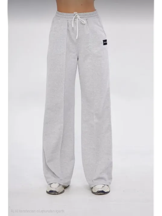 İki iplik Bol Paça Eşofman Pantalon - Gri