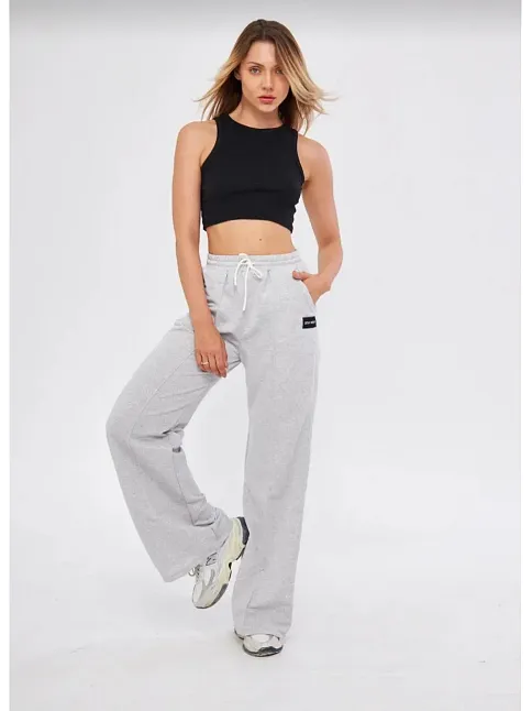 İki İplik Bol Paça Eşofman Pantalon - Gri