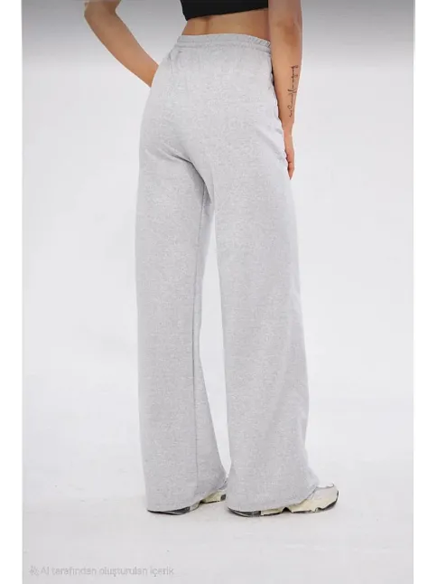İki İplik Bol Paça Eşofman Pantalon - Gri