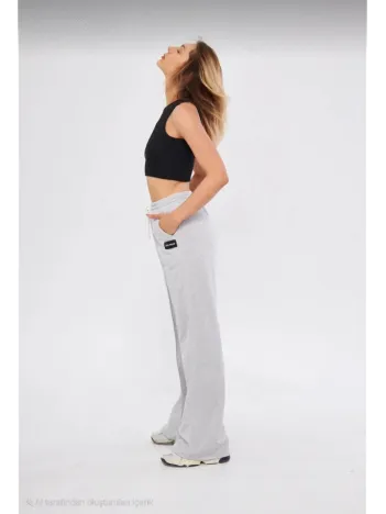 İki iplik Bol Paça Eşofman Pantalon - Gri İki iplik Bol Paça Eşofman Pantalon - Gri