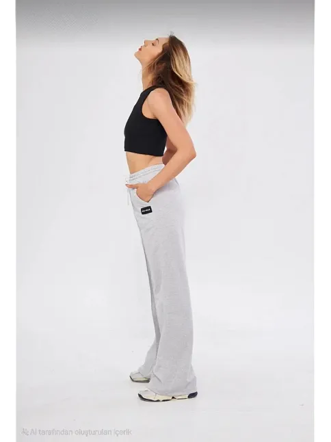 İki İplik Bol Paça Eşofman Pantalon - Gri