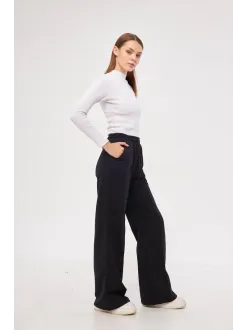 İki İplik Bol Paça Eşofman Pantalon - Siyah